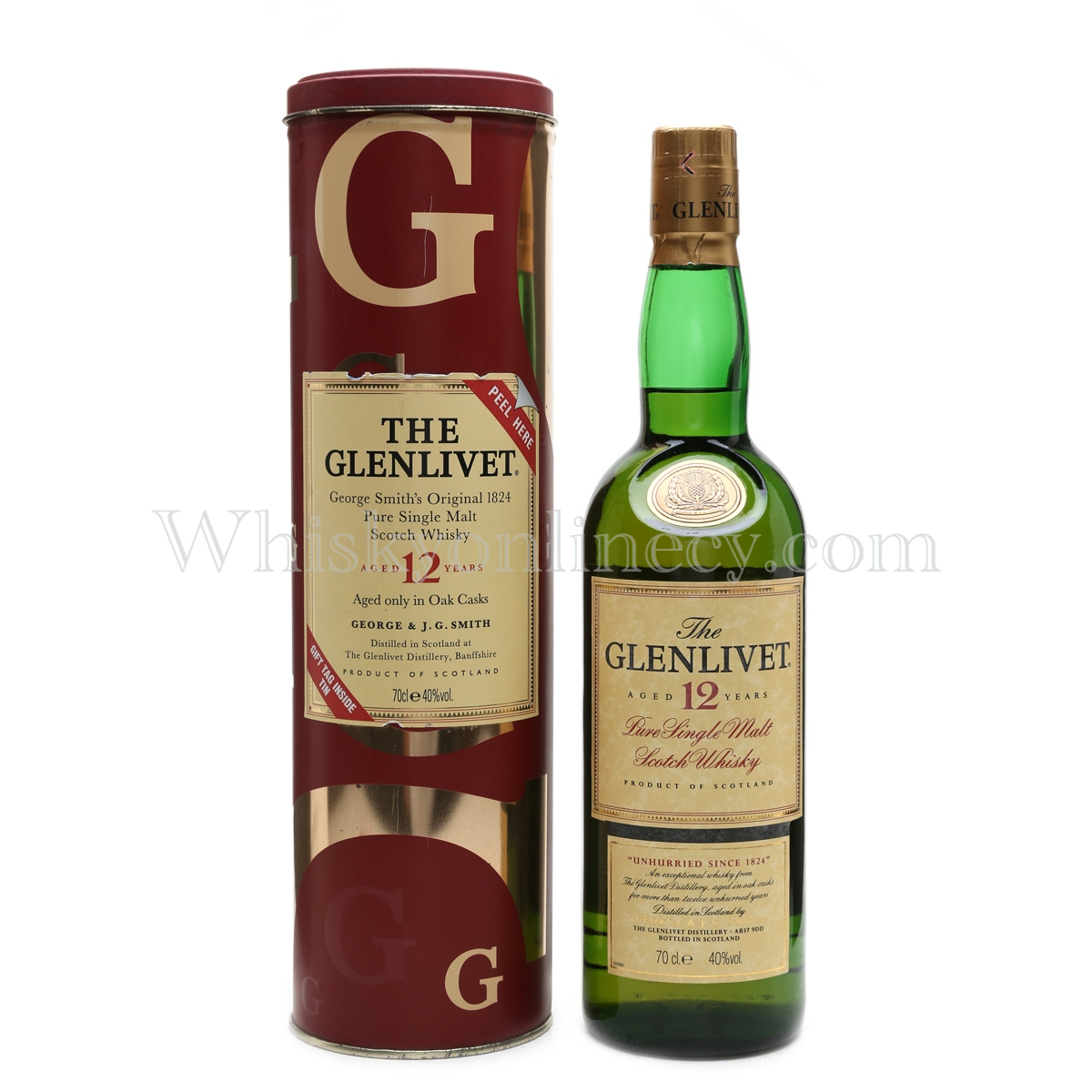 Whisky Online Cyprus - Glenlivet 12 Year Old In Tube 70cl, 40cl