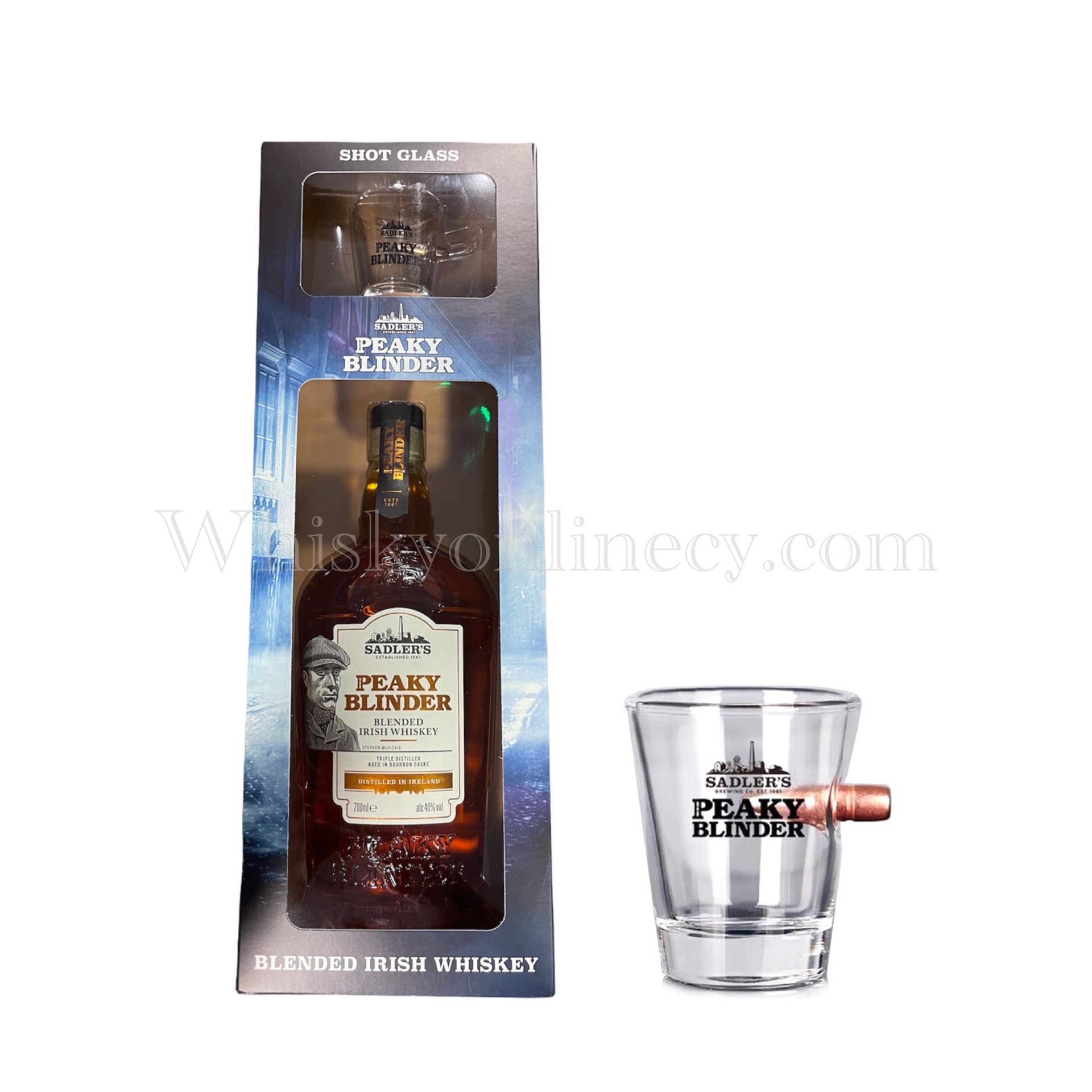 Whisky Online Cyprus - Peaky Blinder Irish Whiskey GIft Pack With One  Bullet Shot Glass (70cl, 40%)