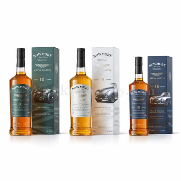 Bowmore Aston Martin Editions 1-3 10yo 1L 40%, 15yo 1L 43% & 18 Year Old 70cl, 43% Bowmore Aston Martin Editions 1-3 10yo 1L 40%, 15yo 1L 43% & 18 Year Old 70cl, 43%