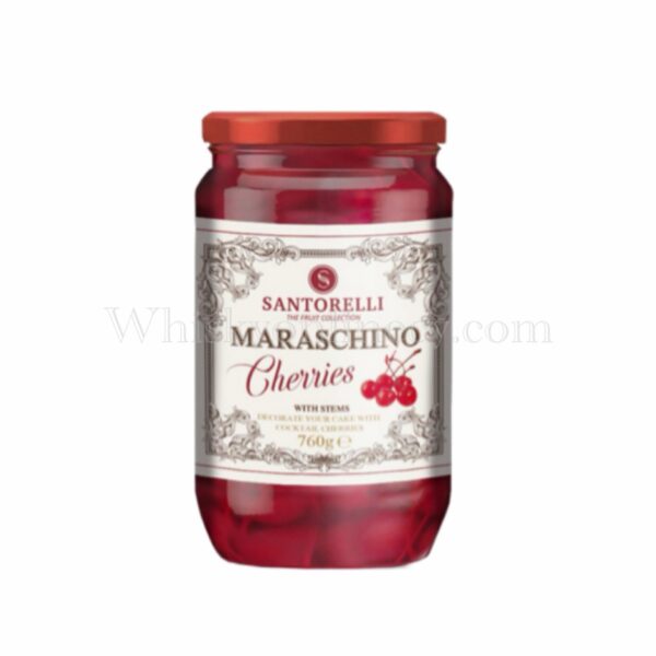 Santorelli Red Maraschino Cherries with Stems 760g
