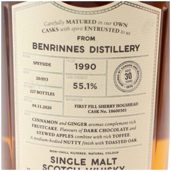 Benrinnes 1990 30 Year Old Connoisseurs Choice Gordon & MacPhail 70cl, 55.1 Benrinnes 1990 30 Year Old Connoisseurs Choice Gordon & MacPhail 70cl, 55.1